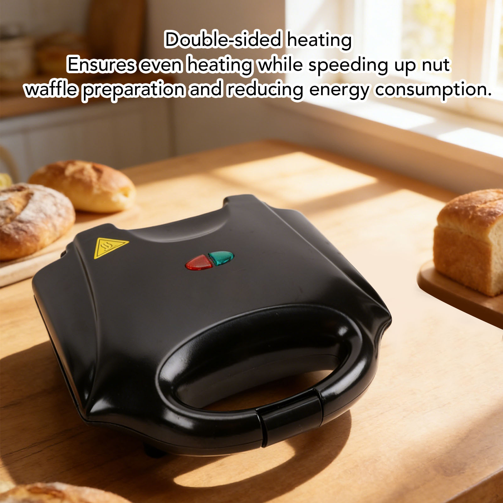 Mini Waffle Maker Machine - Mesin Pembuat Kue Kacang Walnut 750W,