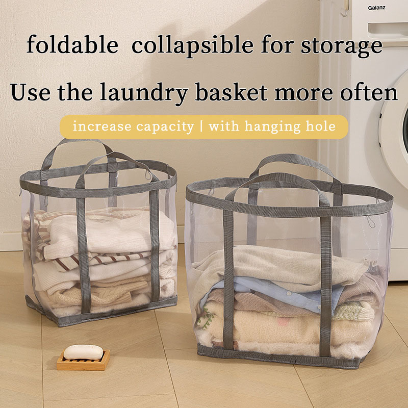Laundry - Keranjang Cucian Jaring Nylon Dengan Pegangan,