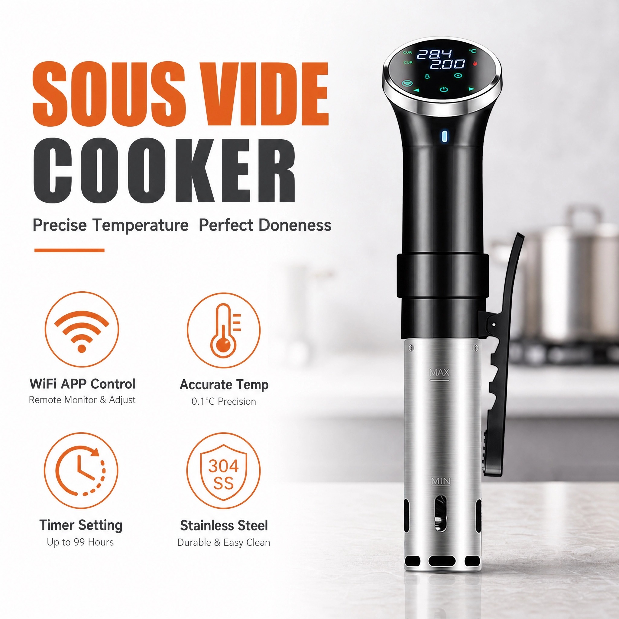 Digital Sous Vide Precision Cooker - Alat Masak Sous Vide dengan WiFi,