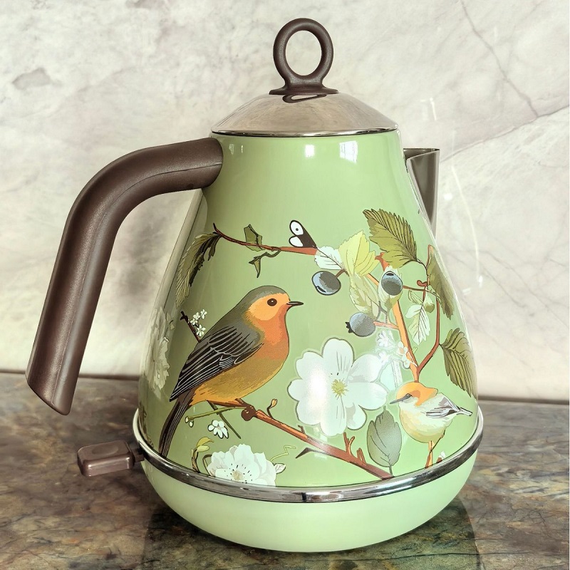 Electric Kettle Temperature Control - Ketel Listrik Retro Pink Floral 1.7L