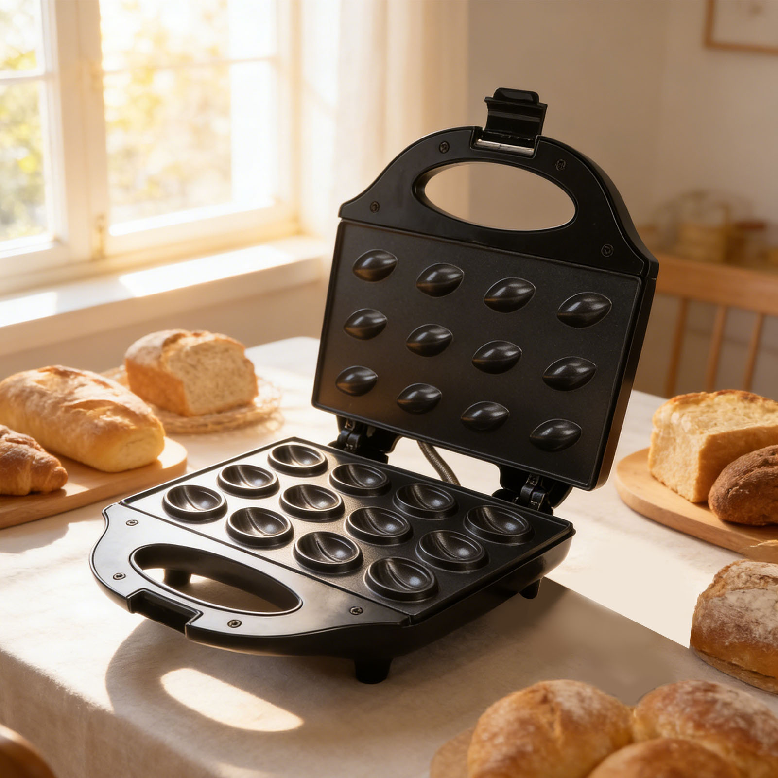 Mesin Pembuat Kue Kacang Walnu - Mini Waffle Maker Machine ulasan dan harga